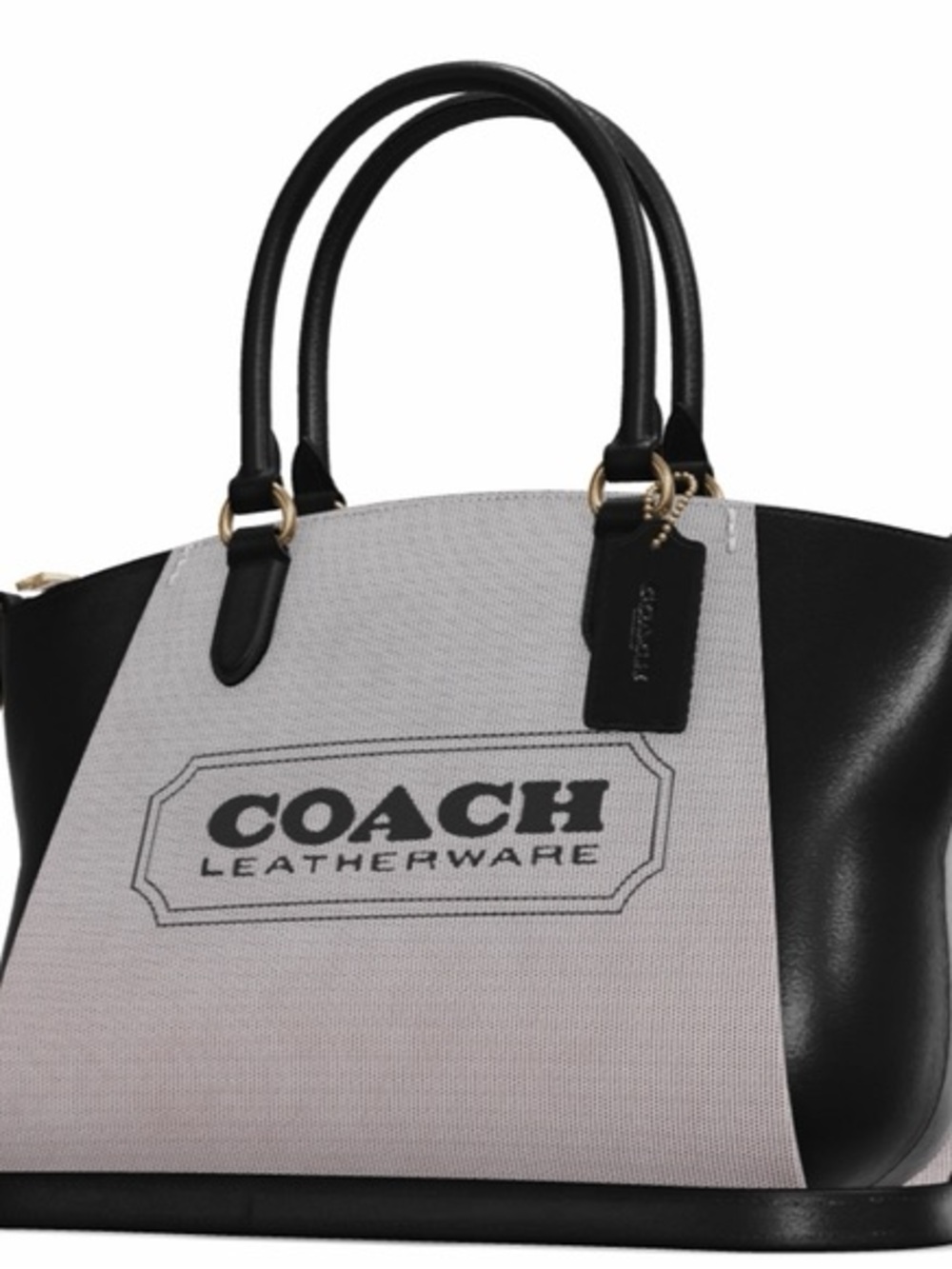 Coach Two-Tone Black and Gray Canvas Satchel